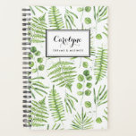 Watercolor Ferns and Eucalyptus Pattern Planner<br><div class="desc">Write your plans and schedule with this whimsical and botanical-inspired planner. It features watercolor illustrations of green ferms and eucalyptus pattern. Personalise by adding your name or short phrase. This greenery planner will be perfect as a personalised gift. Matching items are available.</div>