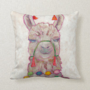 Watercolor Festival Llama Cushion