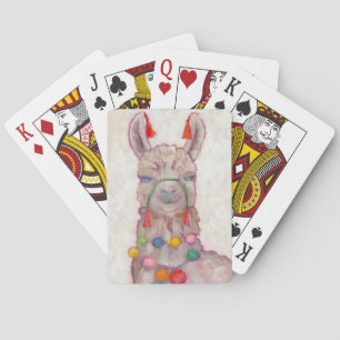 Watercolor Festival Llama Playing Cards