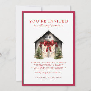 Watercolor Festive Christmas Tree Holiday Party Invitation