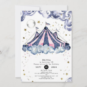  Watercolor Festive Circus Birthday Invitation