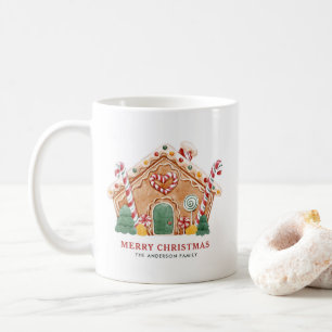 Watercolor Festive Gingerbread House Christmas Coffee Mug