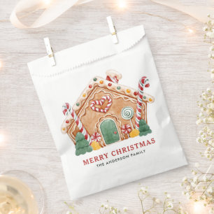 Watercolor Festive Gingerbread House Christmas Favour Bags