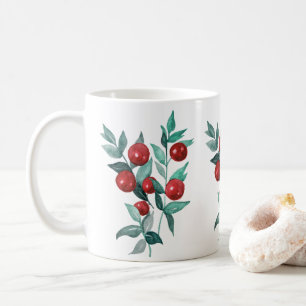 Watercolor Festive Red Berries Coffee Mug