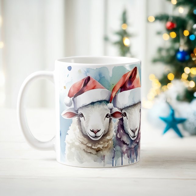 Watercolor Festive Sheep Christmas Mug (Creator Uploaded)