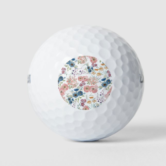 Watercolor field floral hand paint golf balls (Front)