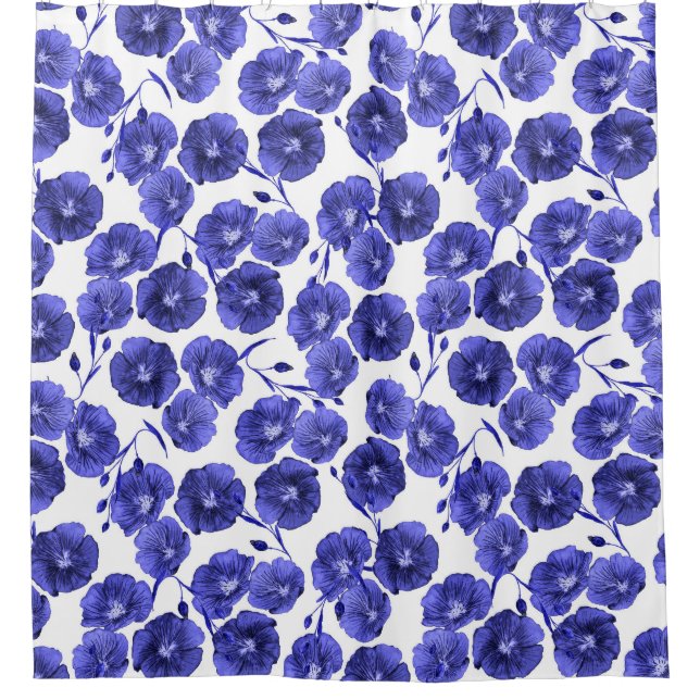 Watercolor Field Flowers: Botanical Wallpaper Shower Curtain (Front)
