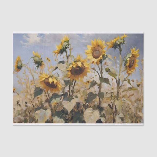 Watercolor Field of Sunflowers Decoupage Tissue Paper (Front)