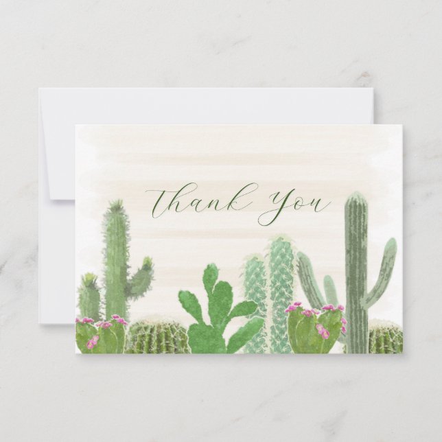 Watercolor Fiesta Cactus Plants Thank You (Front)