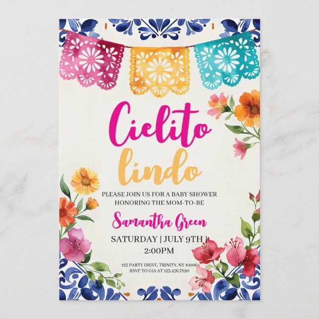 Watercolor Fiesta Cielito Lindo Baby Shower  Invitation (Front)