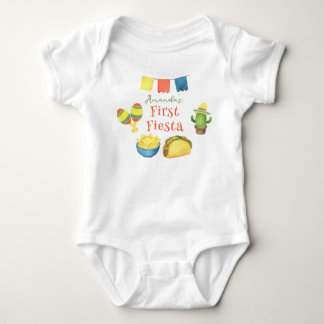Watercolor Fiesta First Birthday Baby Bodysuit