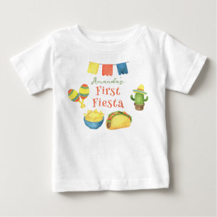 Watercolor Fiesta First Birthday Baby T-Shirt