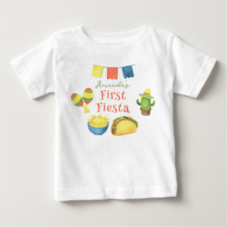 Watercolor Fiesta First Birthday Baby T-Shirt