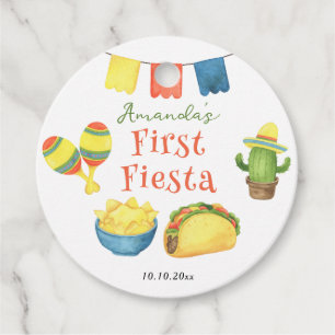 Watercolor Fiesta First Birthday Favour Tags