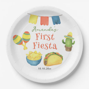 Watercolor Fiesta First Birthday Paper Plate