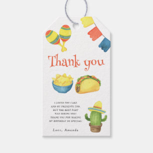 Watercolor fiesta first birthday party thank you gift tags