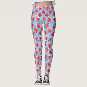 Watercolor fig slices pattern leggings