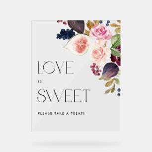 Watercolor Figs and Berry Wedding Love is Sweet Acrylic Sign
