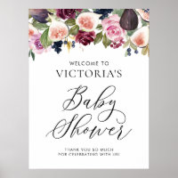 Watercolor Figs Floral Fall Baby Shower Welcome