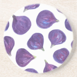 Watercolor figs pattern coaster