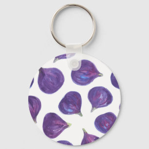 Watercolor figs pattern key ring