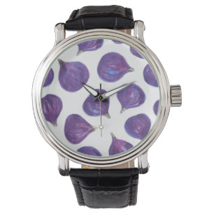Watercolor figs pattern watch