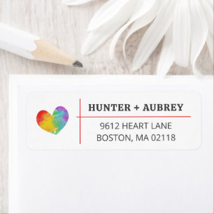 Watercolor Filled Pride Heart Gay Lesbian Wedding