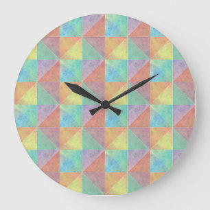 Watercolor Filled Triangle Geometric Pattern Large Clock