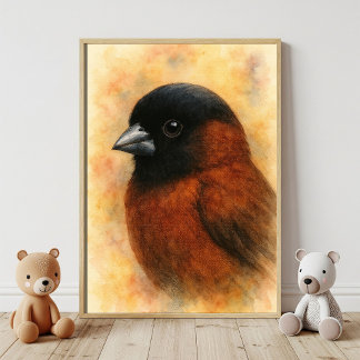 Watercolor Finch Portrait Poster