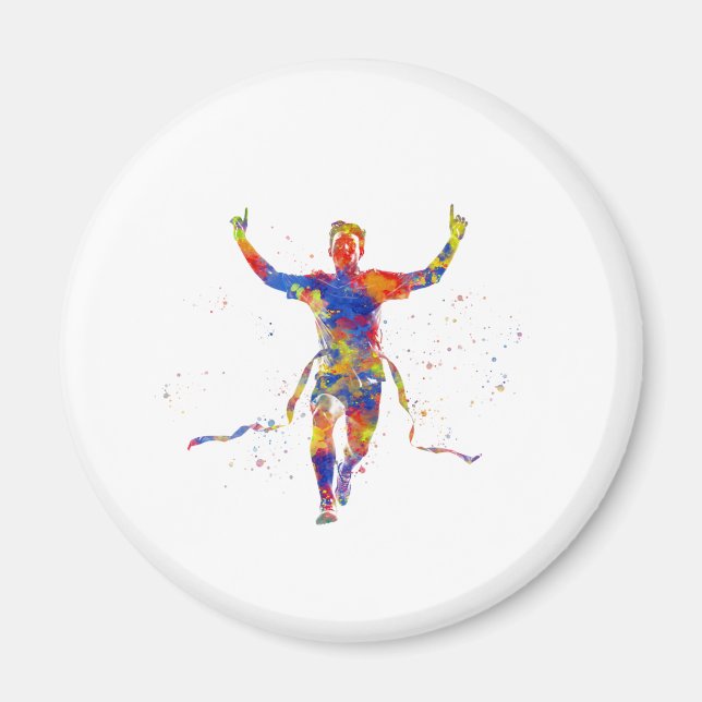 Watercolor finish line runner magnet (Front)