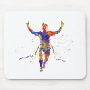 Watercolor finish line runner mouse mat