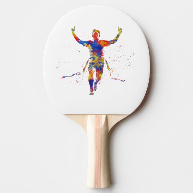 Watercolor finish line runner ping pong paddle (Front)