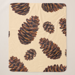 Watercolor fir cone seamless pattern, watercolour sherpa blanket
