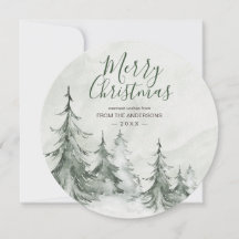 Watercolor Fir Trees Winter, Christmas Party