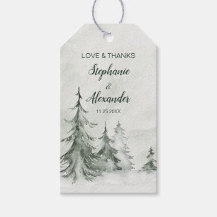 Watercolor Fir Trees Winter Wedding Gift Tags