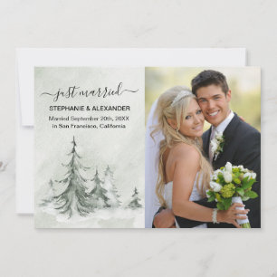 Watercolor Fir Trees Winter Wedding Invitation