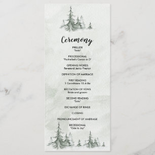 Watercolor Fir Trees Winter Wedding Programme
