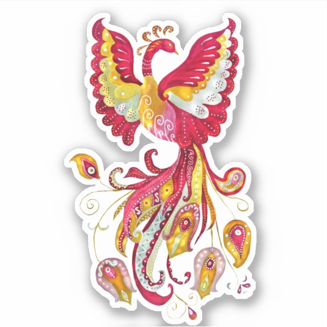 Watercolor Firebird or Phoenix Fantasy Creature (Front)