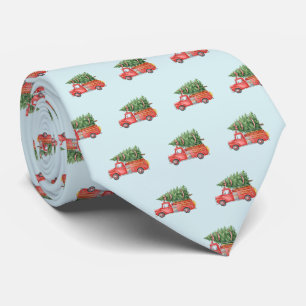Watercolor Firefighter Christmas Fire Truck Tie