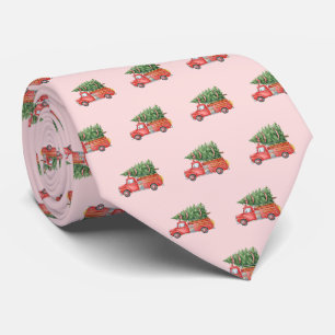 Watercolor Firefighter Christmas Fire Truck  Tie