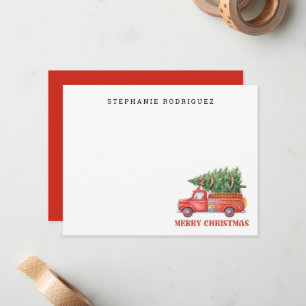 Watercolor Firefighter Christmas FireTruck Card