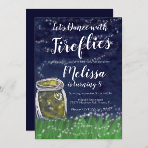 Watercolor Fireflies Flashy Lights Outdoor Camping Invitation