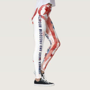 Watercolor Fireworks 4th of July Leggings