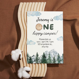 Watercolor First Birthday Outdoors Invitation