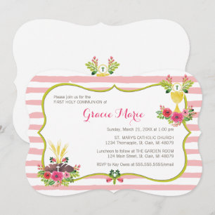 Watercolor First Communion Invitation