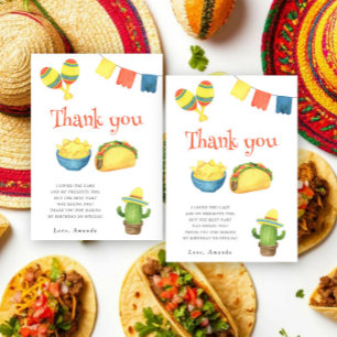 Watercolor first fiesta birthday party thank you card