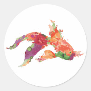 watercolor fish classic round sticker
