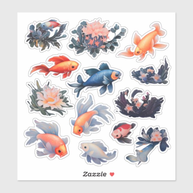 Watercolor Fish Scrapbook Stationery (Sheet)