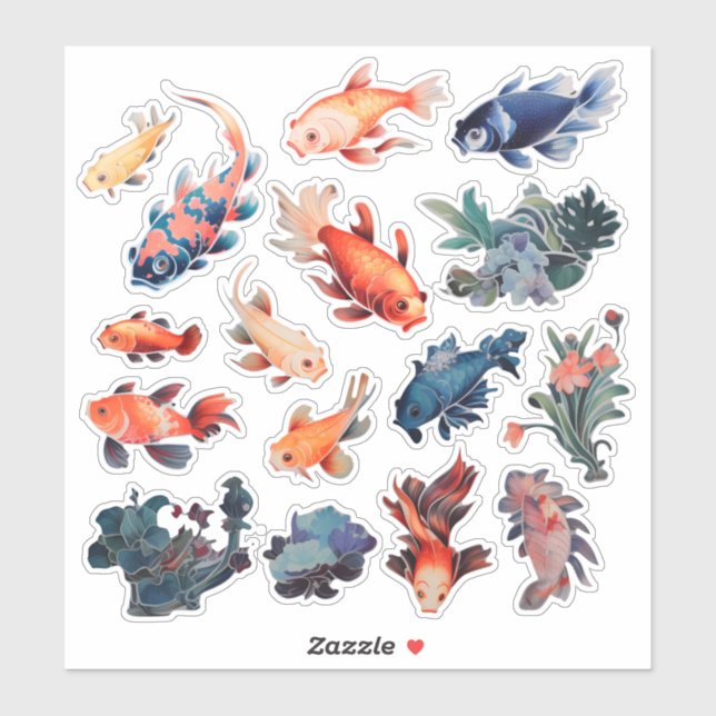 Watercolor Fish Scrapbook Stationery (Sheet)