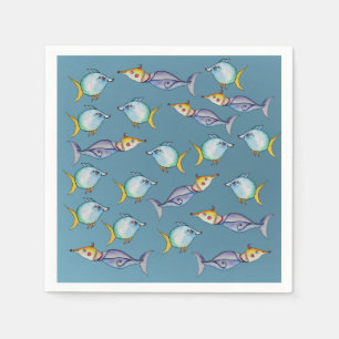 Watercolor Fish Whimsical Napkin